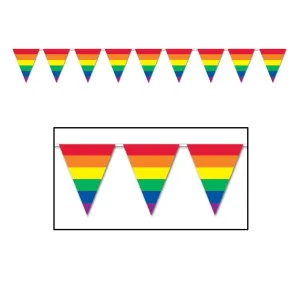 Beistle Rainbow Pennant Banner, 12 ft 11 in  x 12' (1/Pkg) Party Supply Decoration : Rainbow