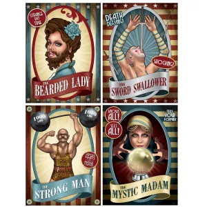 Beistle Vintage Circus Poster Cutouts   (4/Pkg) Party Supply Decoration : Vintage Circus