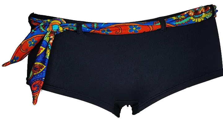 Black shorty Bikini bottom with carnaval belt
