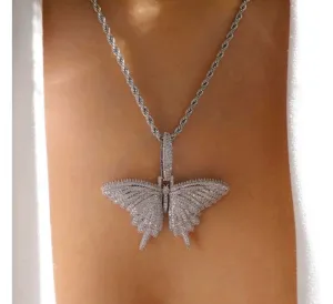 bling butterfly necklace, butterfly  necklace,butterfly necklace cz butterfly pendant ,Christmas gift, butterfly pendant , iced butterfly