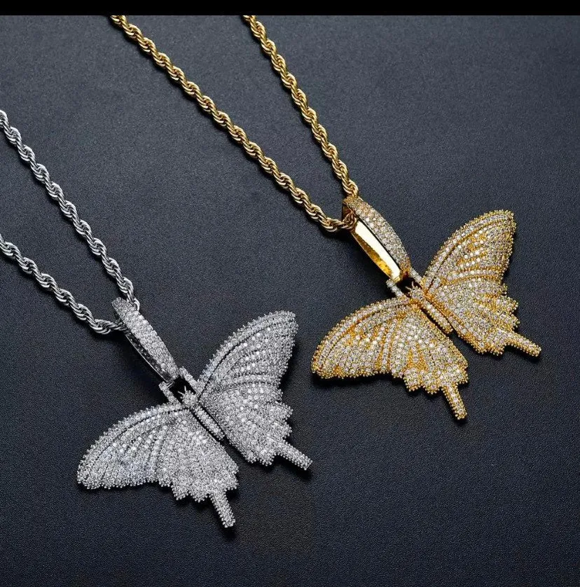 bling butterfly necklace, butterfly  necklace,butterfly necklace cz butterfly pendant ,Christmas gift, butterfly pendant , iced butterfly