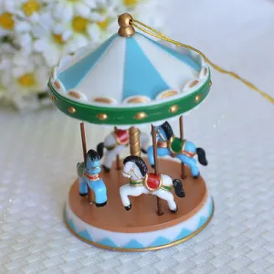 Blue Circus Carousel Cake Topper for Baby Showers, Birthdays Vintage Carnival