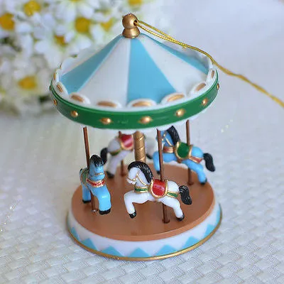 Blue Circus Carousel Cake Topper for Baby Showers, Birthdays Vintage Carnival