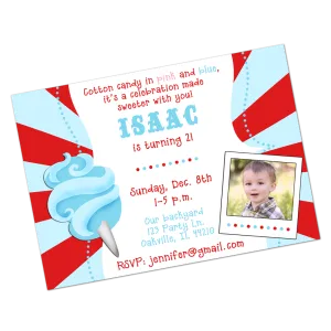 Blue Cotton Candy Digital Birthday Invitation
