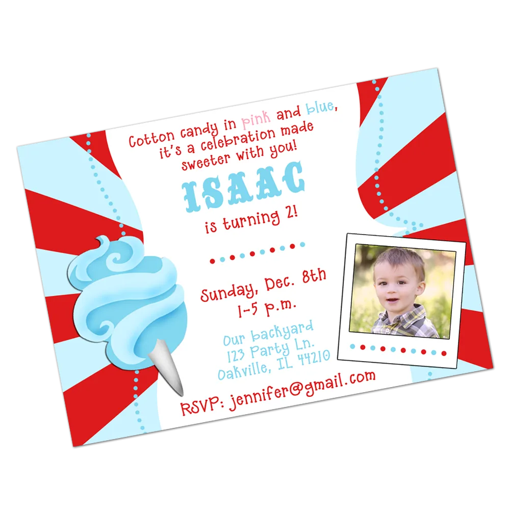 Blue Cotton Candy Digital Birthday Invitation