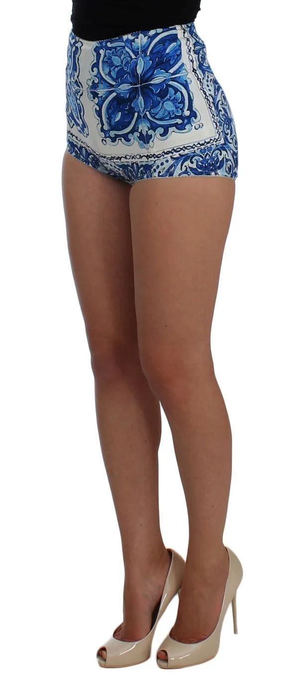 Blue White Majolica Mini Shorts