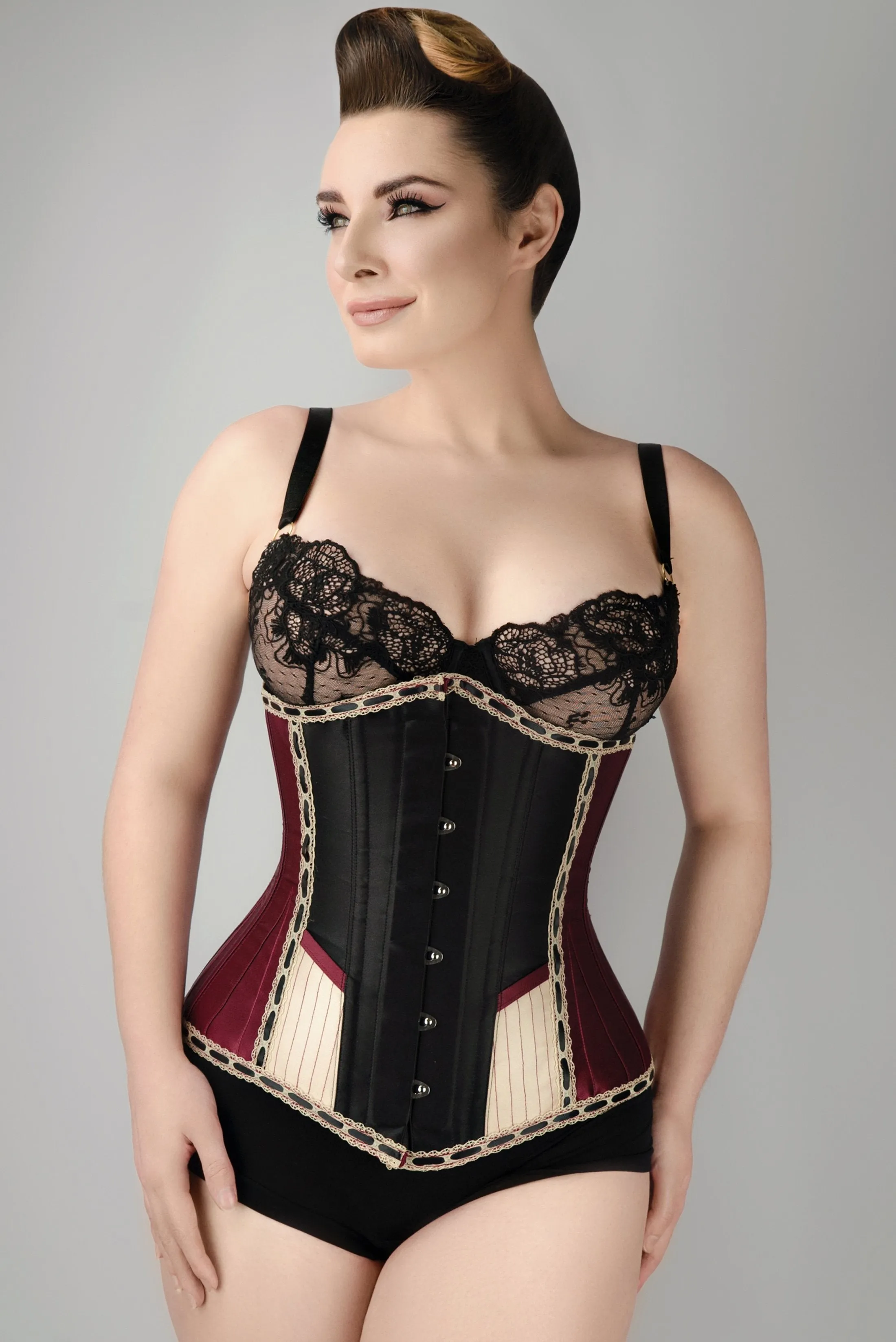 Burgundy Victorian Circus Inspired Longline Underbust