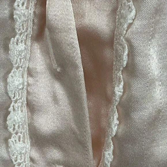 Christian Dior Vintage 80s Baby Pink Satin Lace Victorian Style Maxi Nightgown L