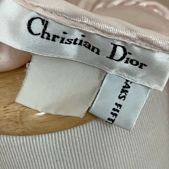 Christian Dior Vintage 80s Baby Pink Satin Lace Victorian Style Maxi Nightgown L