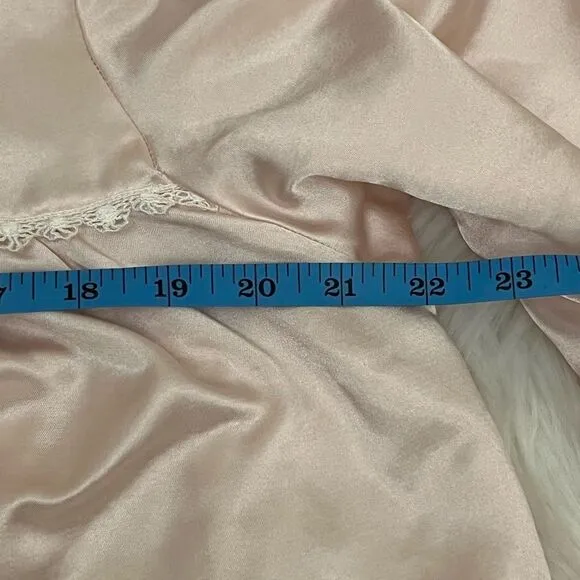 Christian Dior Vintage 80s Baby Pink Satin Lace Victorian Style Maxi Nightgown L
