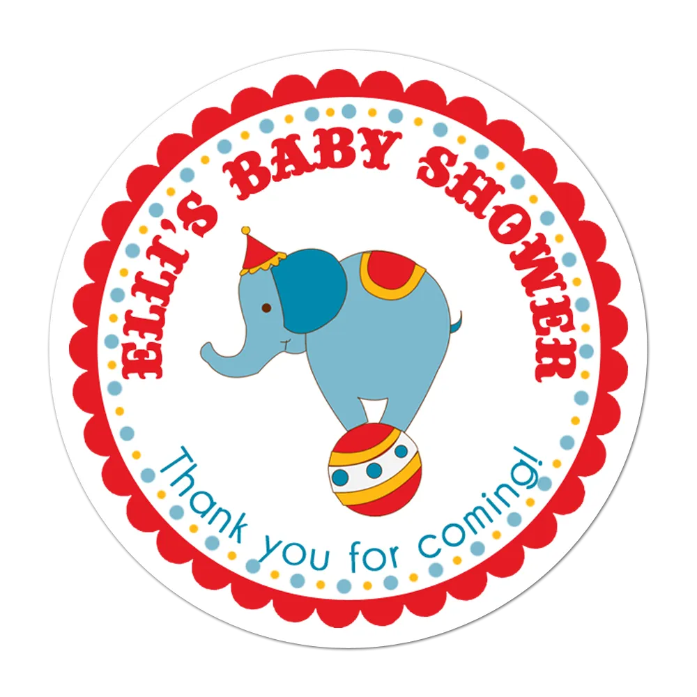 Circus Elephant Personalized Birthday Favor Sticker
