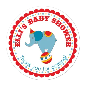 Circus Elephant Personalized Birthday Favor Sticker
