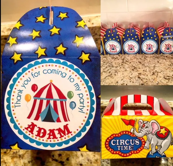 Circus Tent Personalized Birthday Favor Sticker