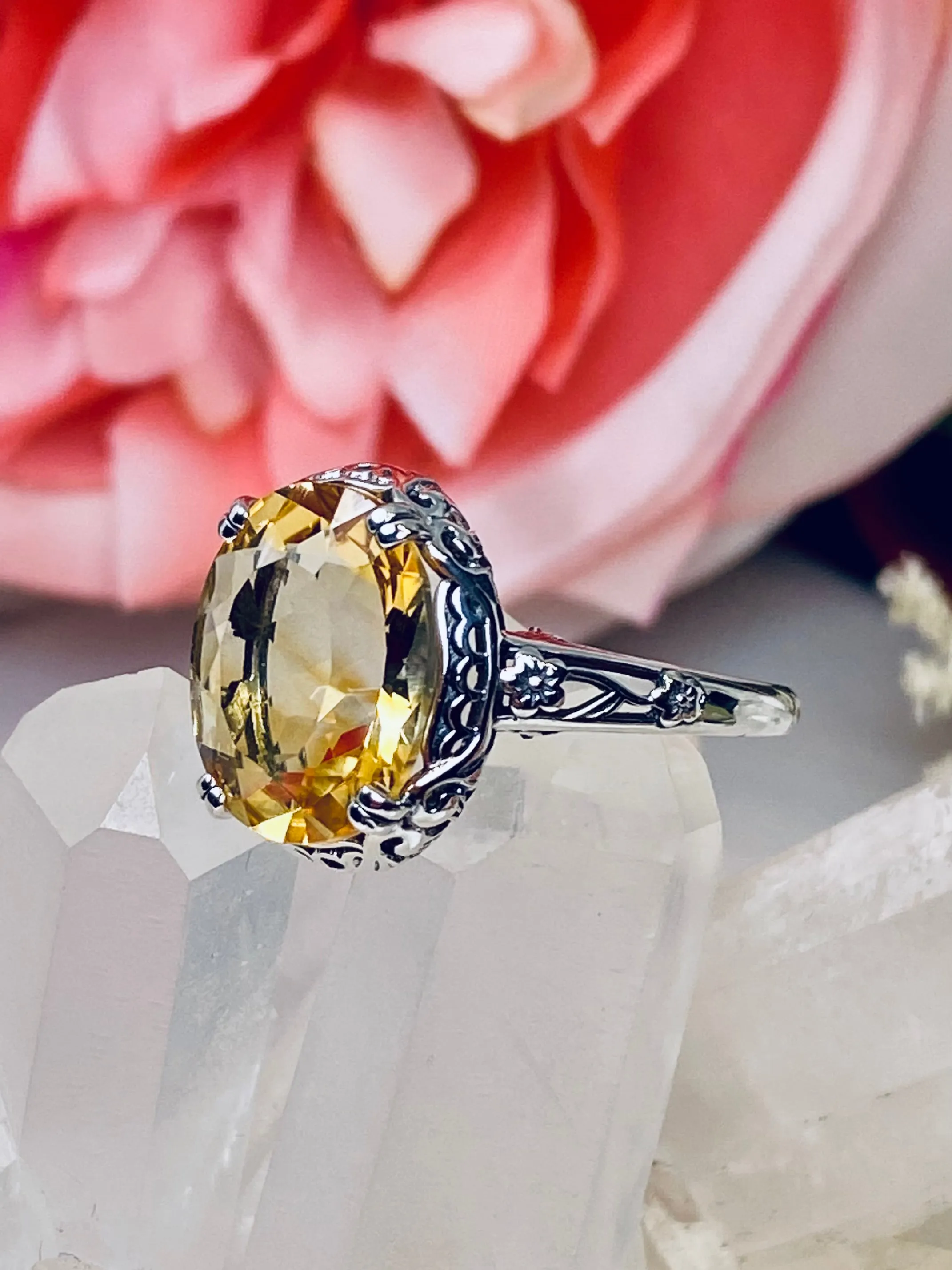 Citrine Jewelry Set, Natural or Simulated Gemstones, Edwardian Set of Yellow Earrings, Pendant & Ring #S70z