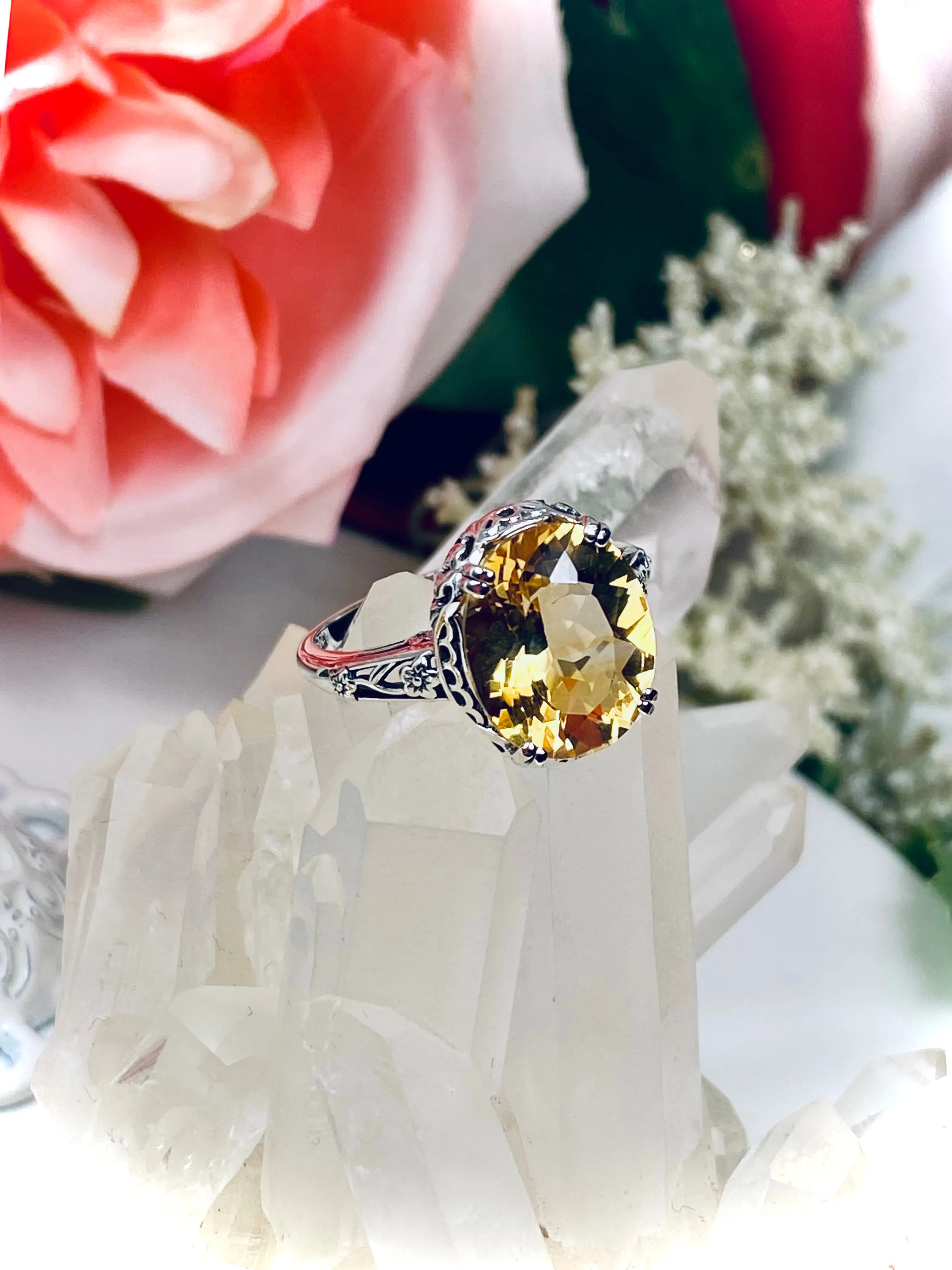 Citrine Jewelry Set, Natural or Simulated Gemstones, Edwardian Set of Yellow Earrings, Pendant & Ring #S70z