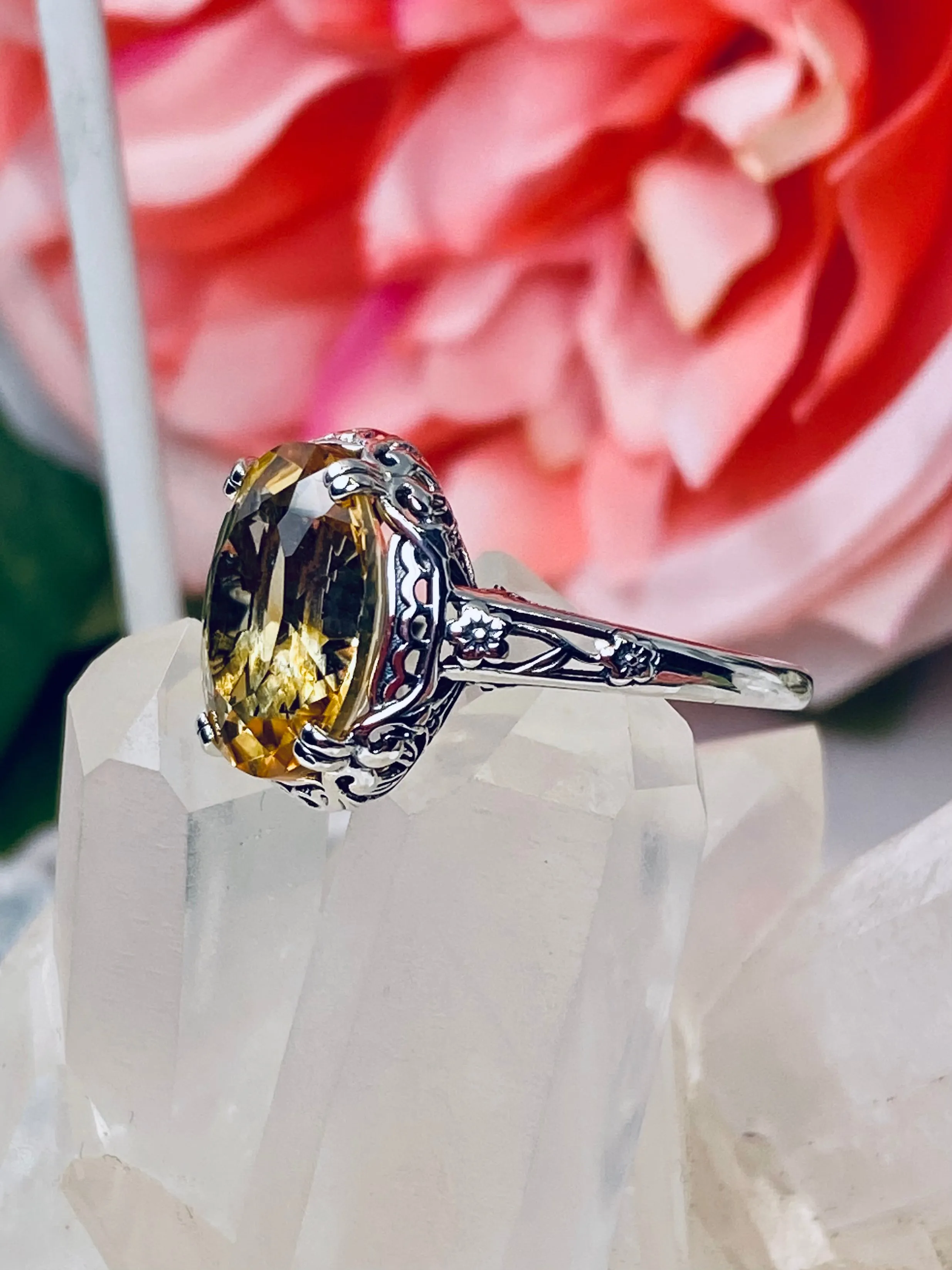 Citrine Jewelry Set, Natural or Simulated Gemstones, Edwardian Set of Yellow Earrings, Pendant & Ring #S70z