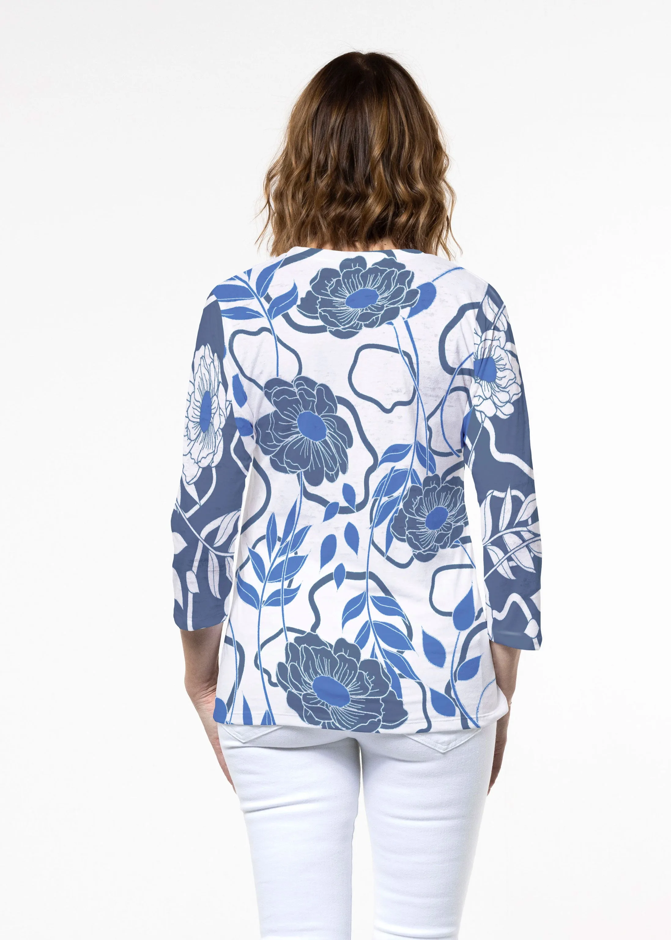 Clarrissa Navy (8138) ~ Signature 3/4 Sleeve Crew Neck Top