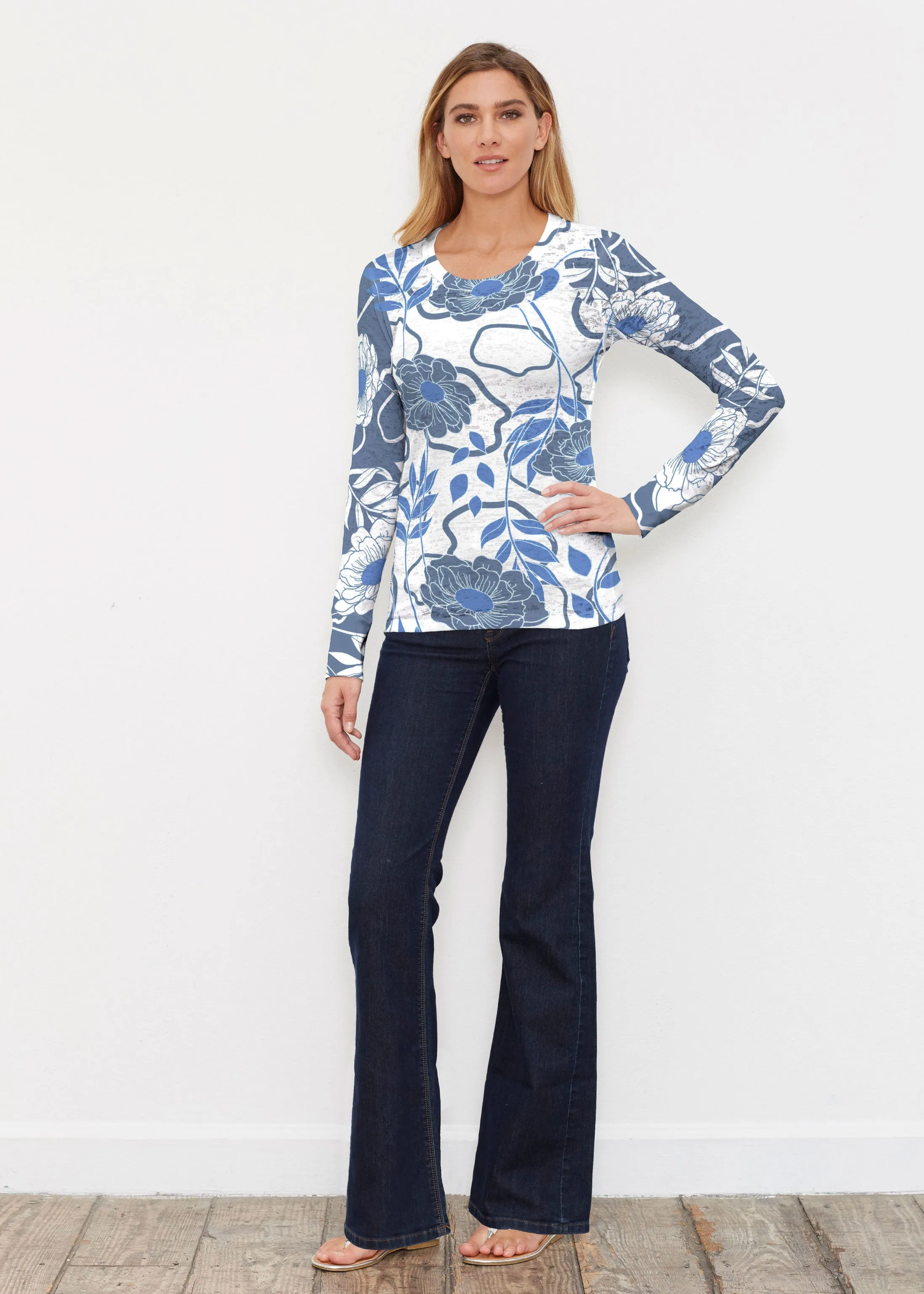 Clarrissa Navy (8138) ~ Thermal Long Sleeve Crew Shirt