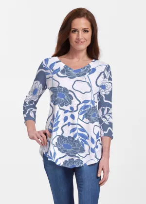 Clarrissa Navy (8138) ~ V-neck Flowy Tunic