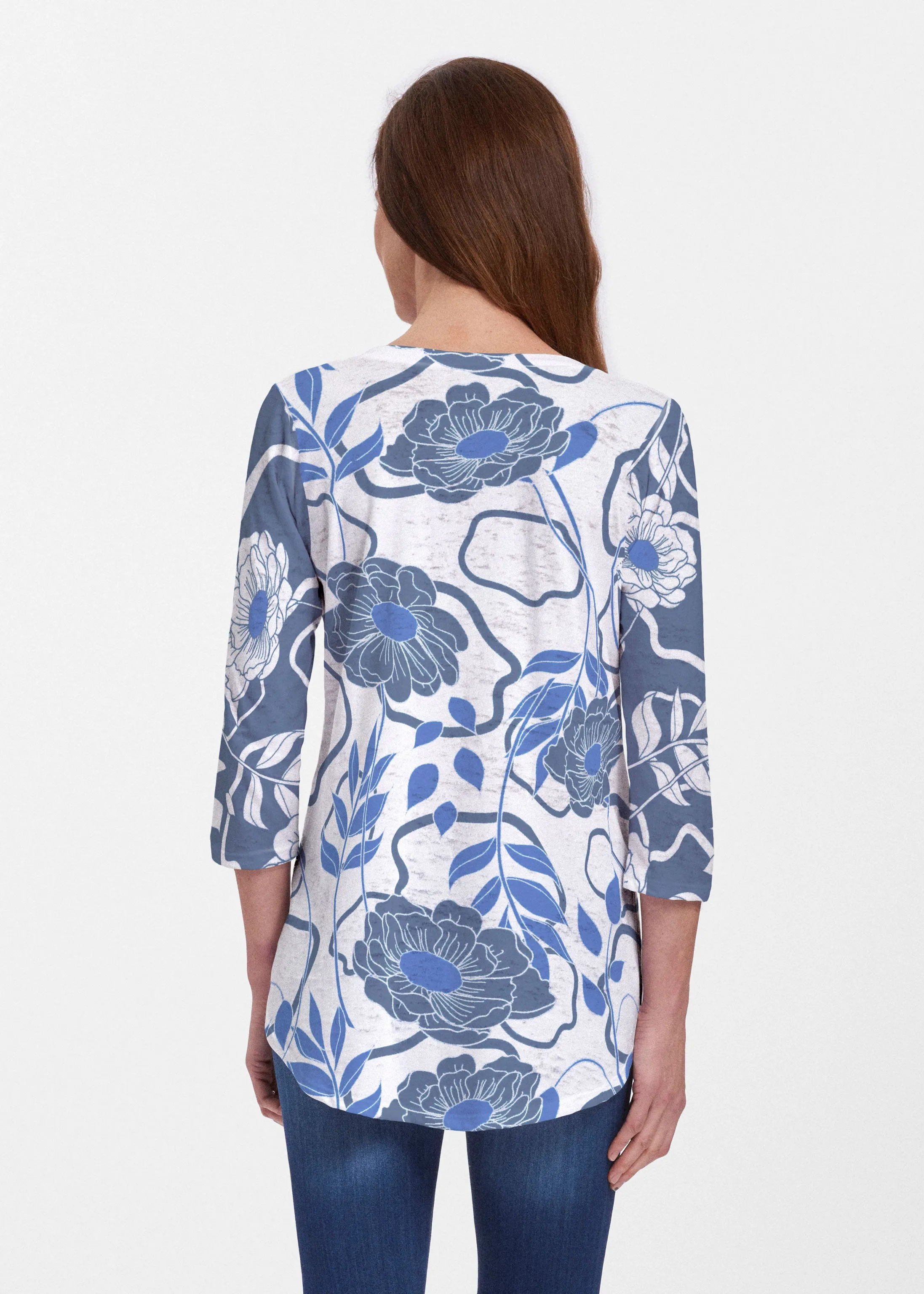 Clarrissa Navy (8138) ~ V-neck Flowy Tunic