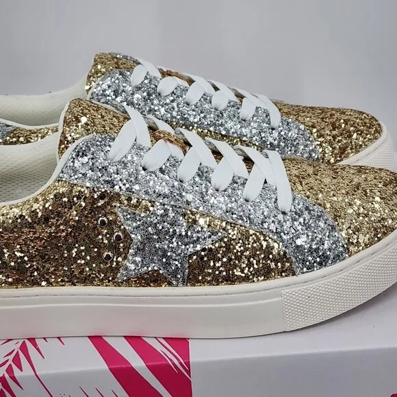 CORKY'S Supernova Gold &amp; Silver Glitter Sneaker 9-11 NWT