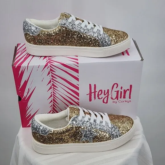 CORKY'S Supernova Gold &amp; Silver Glitter Sneaker 9-11 NWT