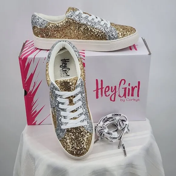 CORKY'S Supernova Gold &amp; Silver Glitter Sneaker 9-11 NWT