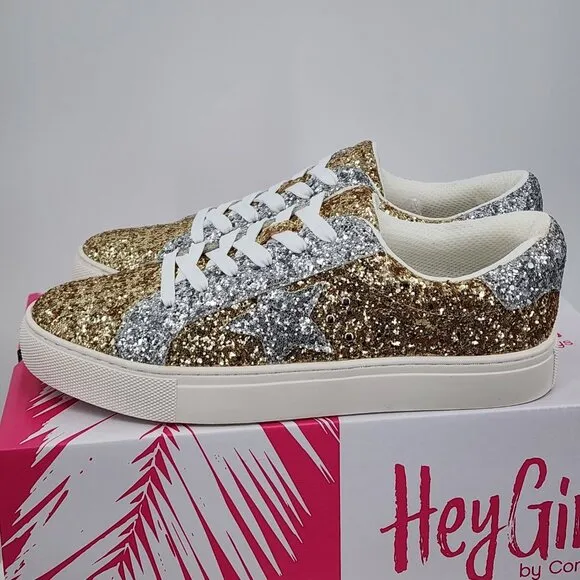 CORKY'S Supernova Gold &amp; Silver Glitter Sneaker 9-11 NWT
