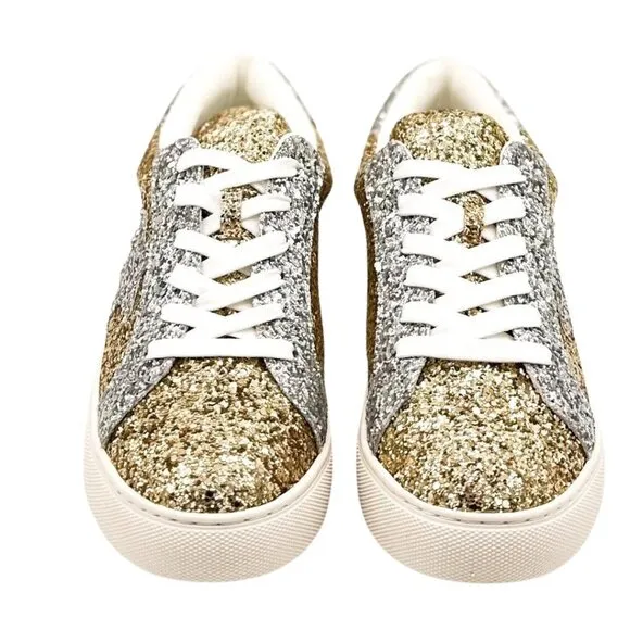 CORKY'S Supernova Gold &amp; Silver Glitter Sneaker 9-11 NWT