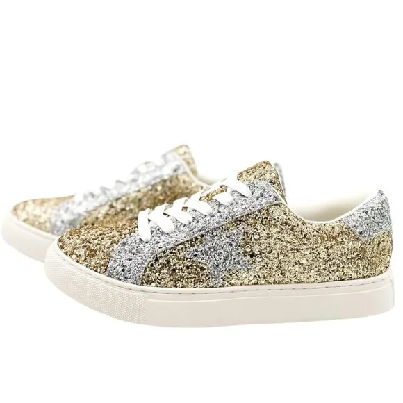 CORKY'S Supernova Gold &amp; Silver Glitter Sneaker 9-11 NWT