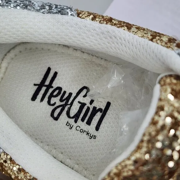 CORKY'S Supernova Gold &amp; Silver Glitter Sneaker 9-11 NWT