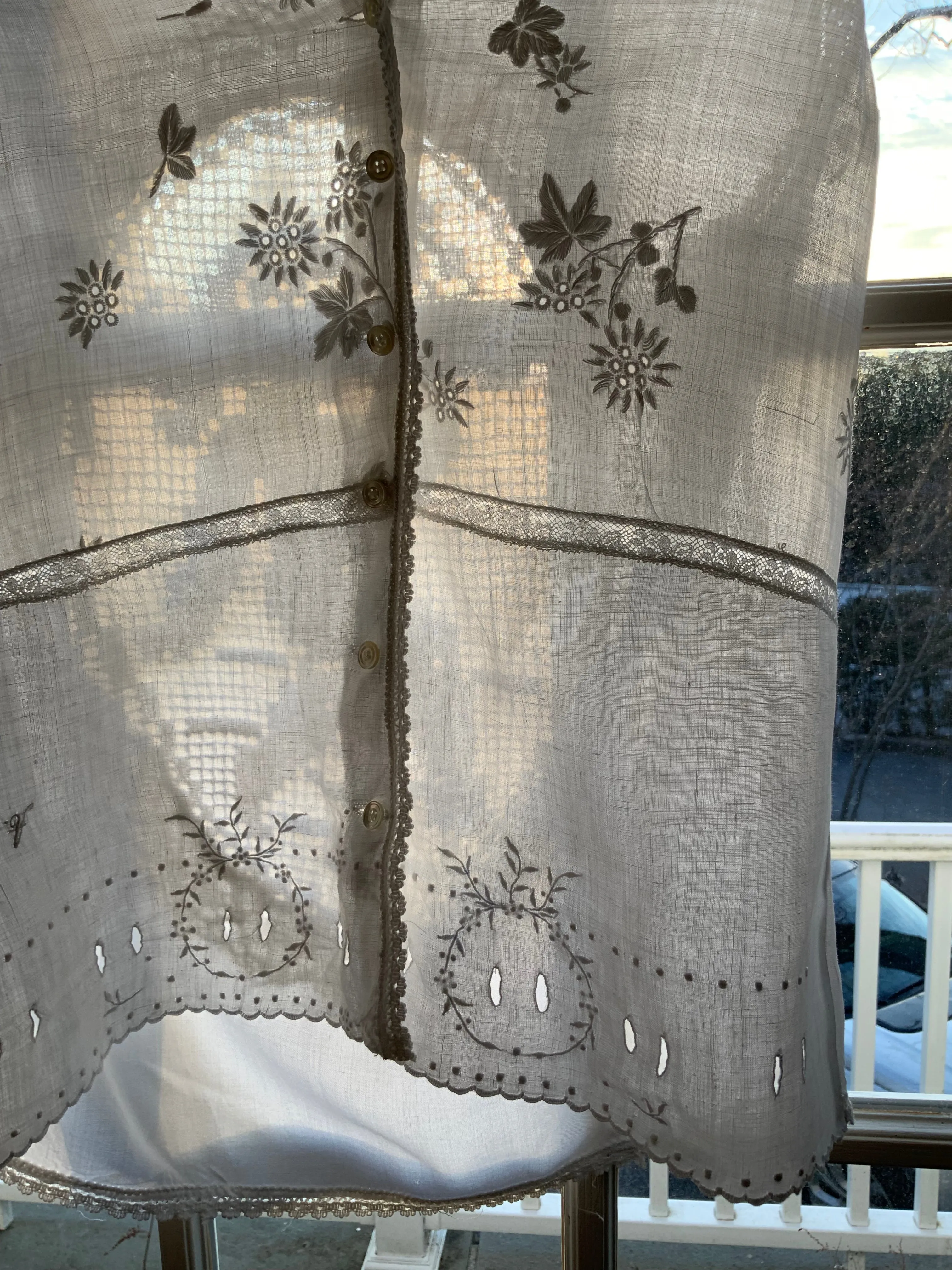 Cotton & Antique Filet Lace Blouse - Made today - E11