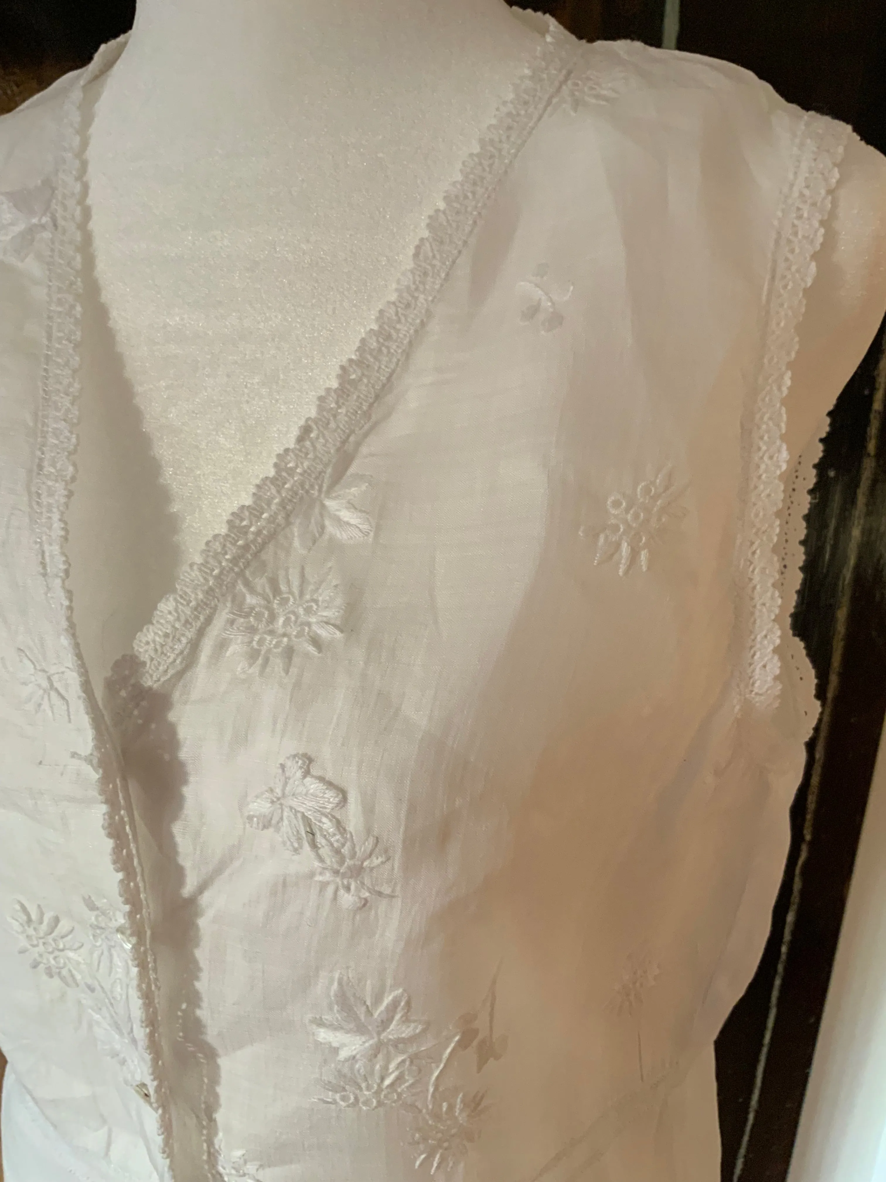 Cotton & Antique Filet Lace Blouse - Made today - E11