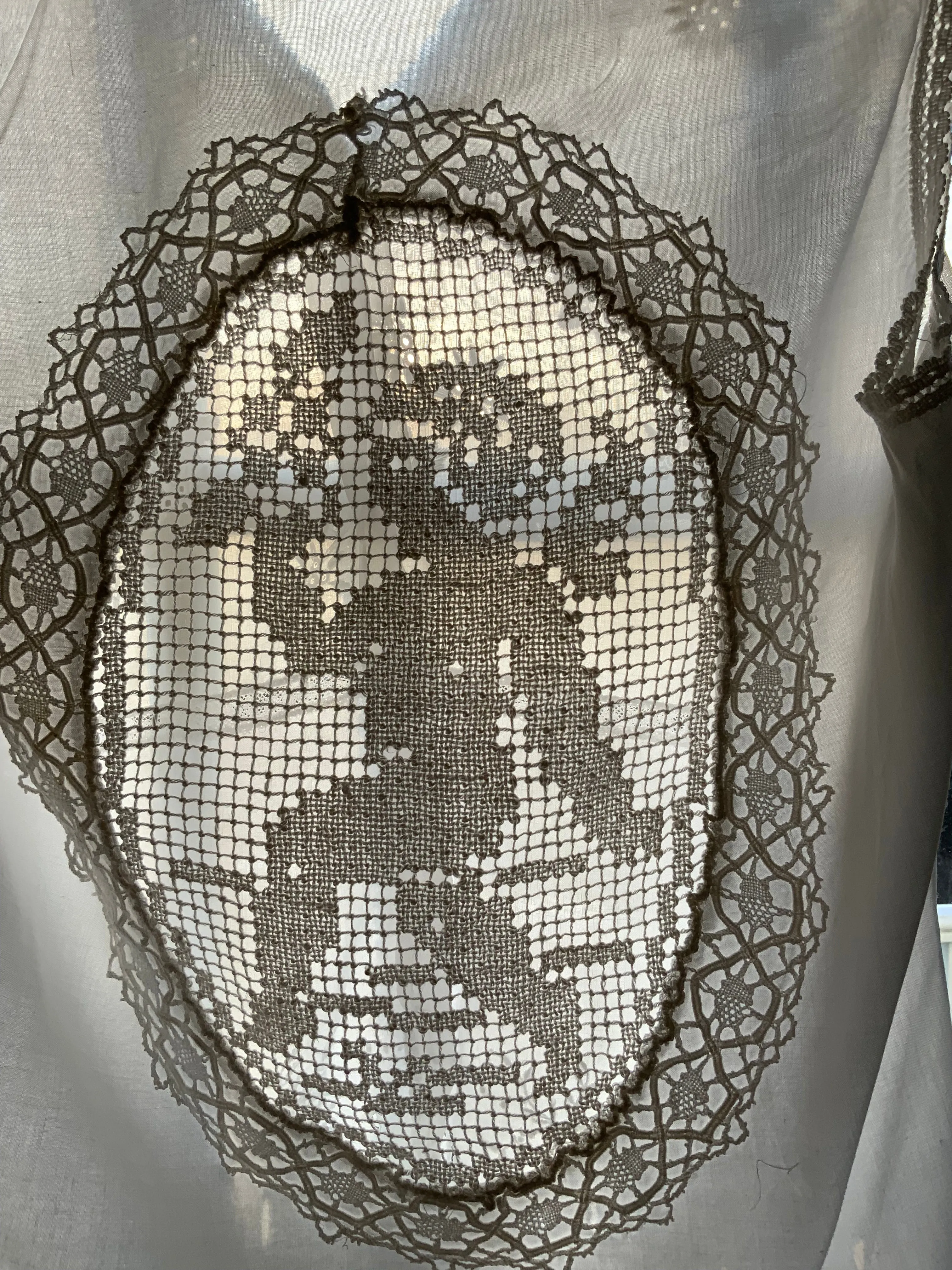 Cotton & Antique Filet Lace Blouse - Made today - E11