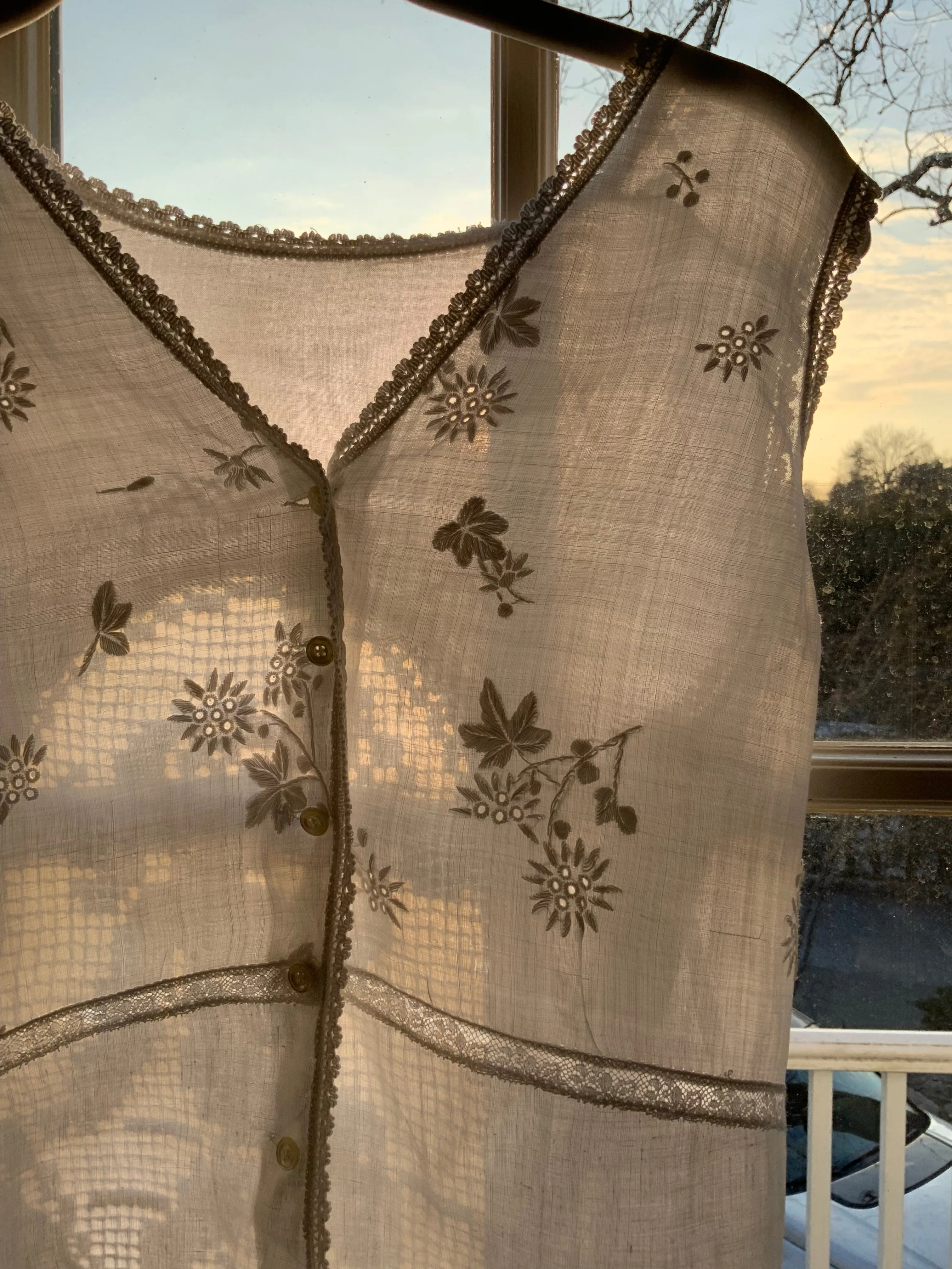 Cotton & Antique Filet Lace Blouse - Made today - E11