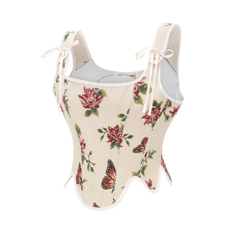 Cream Renaissance Floral Corset Top