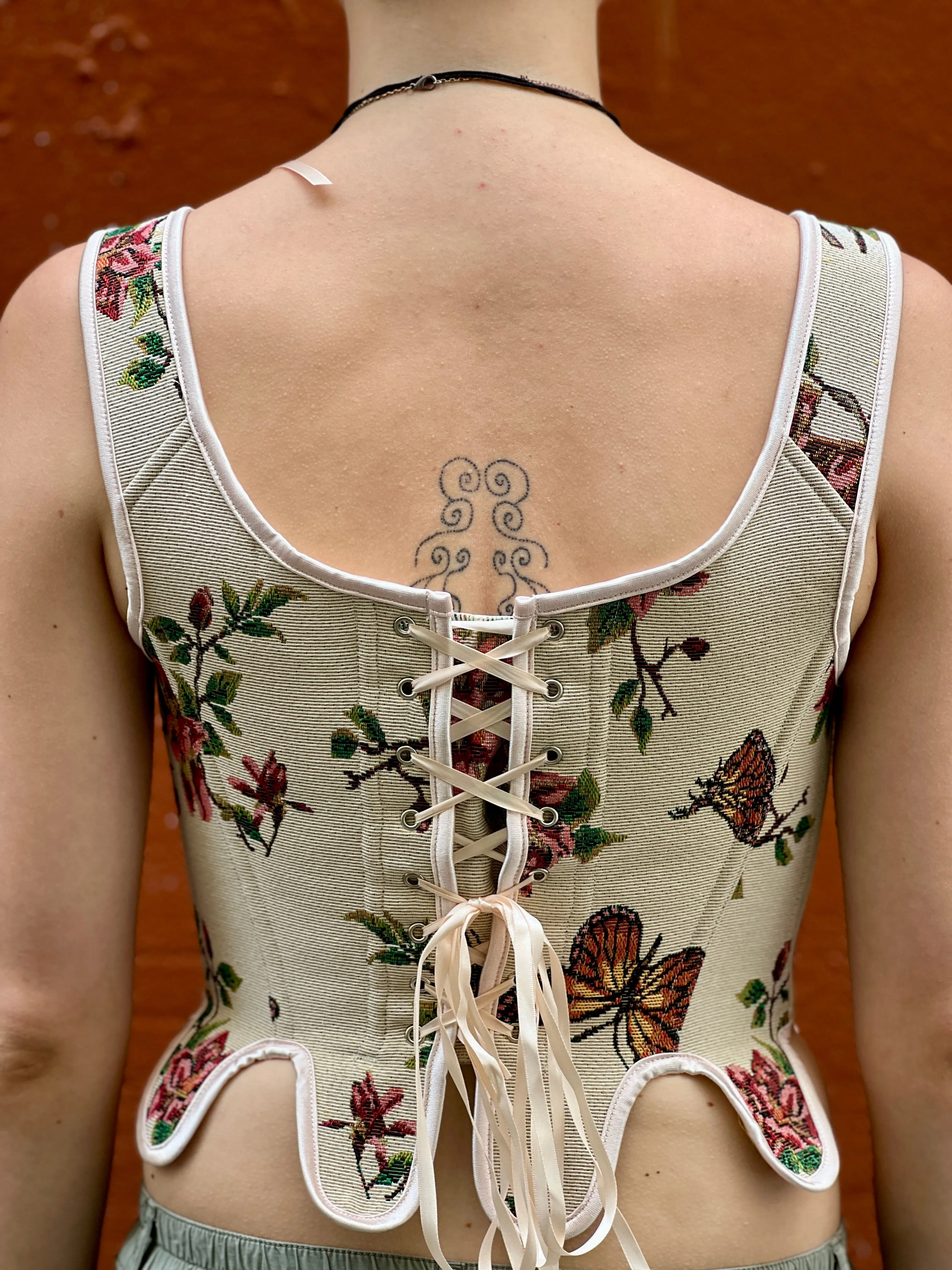 Cream Renaissance Floral Corset Top