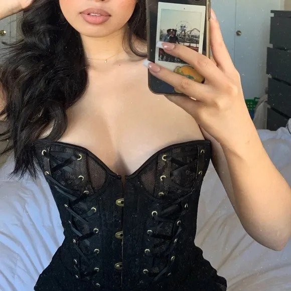 Cross Over Lace Up Victorian Satin Cross Laces Boned Corset