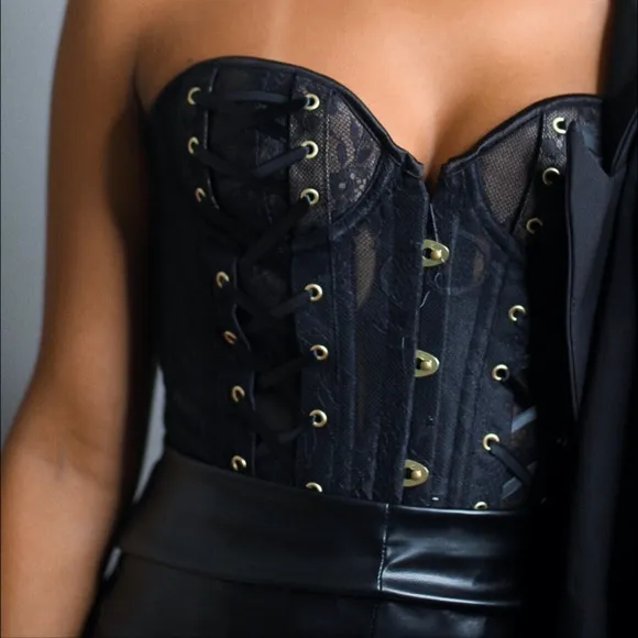 Cross Over Lace Up Victorian Satin Cross Laces Boned Corset