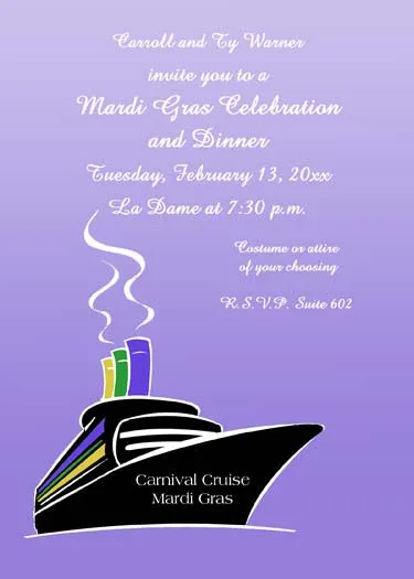 CRUISE SHIP SILHOUETTE CUSTOM INVITATION