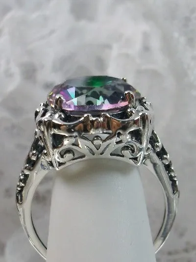 D103, Speechless Ring, Natural or Simulated Gemstone, Round Gem Victorian style Ring Design#D103