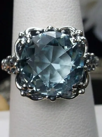 D103, Speechless Ring, Natural or Simulated Gemstone, Round Gem Victorian style Ring Design#D103