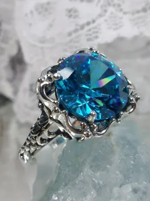D103, Speechless Ring, Natural or Simulated Gemstone, Round Gem Victorian style Ring Design#D103