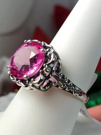 D103, Speechless Ring, Natural or Simulated Gemstone, Round Gem Victorian style Ring Design#D103