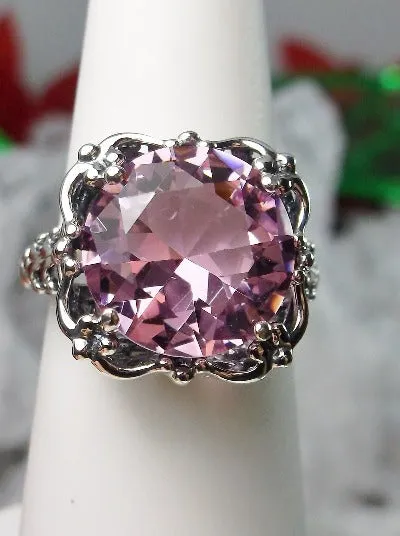 D103, Speechless Ring, Natural or Simulated Gemstone, Round Gem Victorian style Ring Design#D103