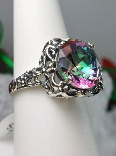 D103, Speechless Ring, Natural or Simulated Gemstone, Round Gem Victorian style Ring Design#D103
