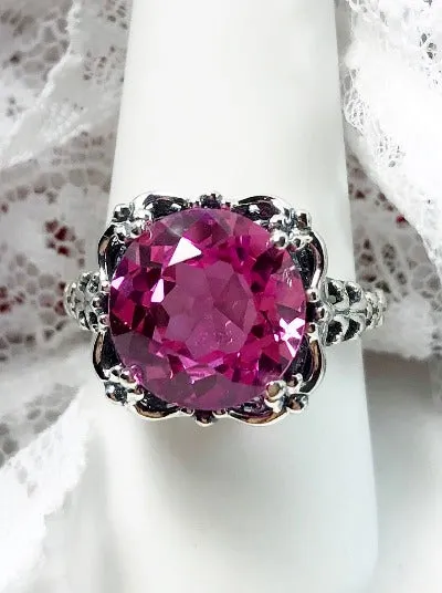 D103, Speechless Ring, Natural or Simulated Gemstone, Round Gem Victorian style Ring Design#D103