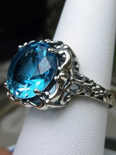 D103, Speechless Ring, Natural or Simulated Gemstone, Round Gem Victorian style Ring Design#D103