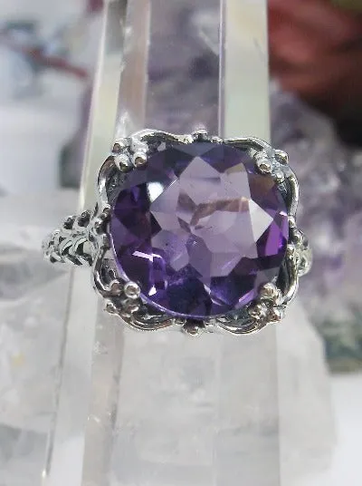 D103, Speechless Ring, Natural or Simulated Gemstone, Round Gem Victorian style Ring Design#D103