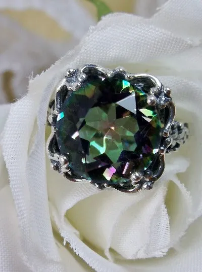 D103, Speechless Ring, Natural or Simulated Gemstone, Round Gem Victorian style Ring Design#D103